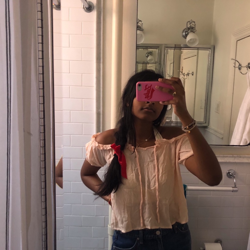 Urban Outfitters Peach Off-The-Shoulder Top